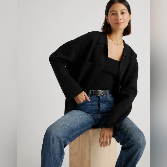 NEW Quinc Eco-Knit Milano Stitch Oversized Shirt Jacket Black Sz M - Picture 3 of 11